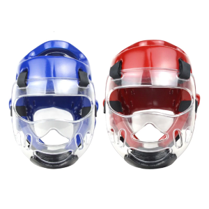 หัวป้องกันสำหรับเล่นกีฬาต่อสู้ระบายอากาศได้ดีหมวกเทควันโดตามหลักสรีรศาสตร์กันกระแทกสำหรับฝึกติดต่อ