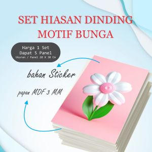 1 set hiasan dingding (isi 5 Pcs) Motif Bunga