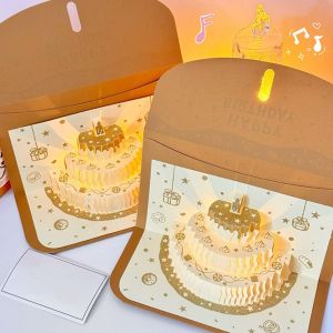 OKDEALS01 Creative 3D Pop-Up Greeting Card Foldable Musical and Light Lucky Money Envelope Funny DIY Red Pocket Birthday Party