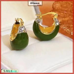 Follow Get New[Bloom Z] 1Pair Korean Trendy Green Drip Oil Zircon Earrings For Women Simple Irregular Geometric Dangle Earring Party Personality Jewelry