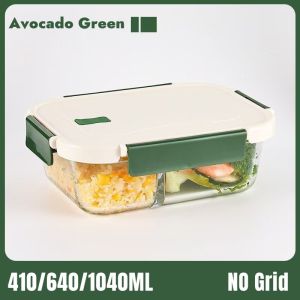 Lunch Box Microwave Oven Heat-Resistant Glass Fresh-Keeping 400ml/640ml/1040ml Bento Box Lunch Box