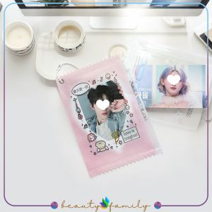 BF-C1302 Ziplock Pouch Photocard Transparan Holder Keychain Penyimpan Kartu / Gantungan Kunci Foto