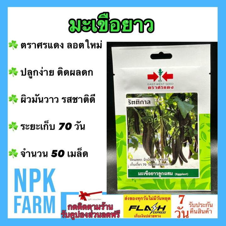 เมล็ดพันธุ์มะเขือยาว รัตติกาล ตราศรแดง ติดผลดก