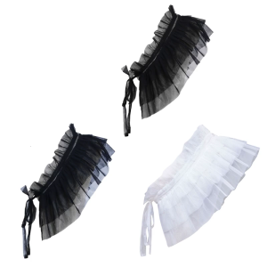 Của phụ nữ cổ điển xù vải tuyn Khăn choàng quấn ngang vai nhún vai cổ điển lưới CAPE Cổ áo giả với nơ ruy băng trang phục halloween