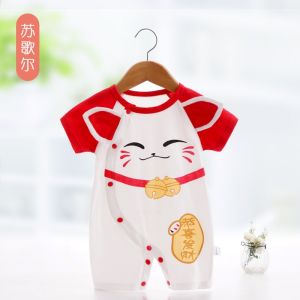 Thin Spot Baby New Year Clothes Short-sleeved Cute Cat Baby Climbing Clothes Baby Rompers,Baby Jumpsuits Newborn Chinese New Year Clothes