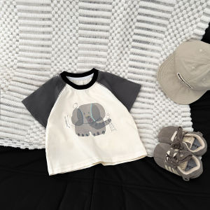 Stylish baby boy summer Korean-style suit thin short-sleeved outfit for infants T T-shirt Casual + Work shorts are versatile summer clothing