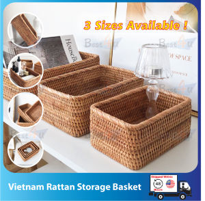 BEST4U Hand-Woven Rattan Basket | Rattan Storage | Rattan Tray | Wicker Basket | Handmade Rattan Multipurpose Storage Box | Bakul Rotan