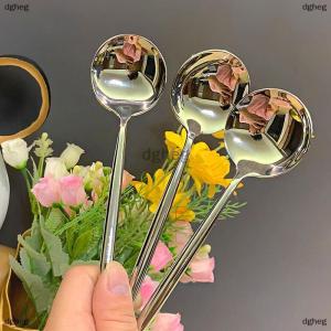 [COD] dgheg Stainless Steel Round Spoon Fork Net Red Golden Dinner Long Handle Stirring Dessert Spoons For Kitchen Accessories Gadgets