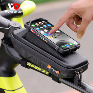 WEST BIKING Bicycle Bag Front Frame Tube Bag With Phone Holder Waterproof EVA Hard Shell Multifunctional Bike Front Bag Bicycle Accessories