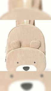 Popular cute bear corduroy backpack for elementary school students fashionable casual backpack cartoon plush bag