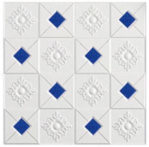 Wallpaper Foam Putih 3D motif Batik goldungusilverputih uk 35x35cm 3mm