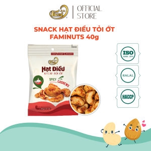 Hạt điều vị tỏi ớt cay Faminuts Túi 40g - snack hạt điều bể đôi ăn vặt giàu dinh dưỡng