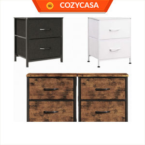 【COZYCASA】Fabric Drawer Sidetable | 2-Tier Bedside Cabinet with Wooden Top & Steel Frame