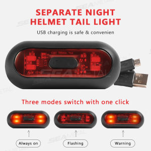 SEAMETAL Motorcycle Helmet Brake Light USB Rechargeable LED Safety Waterproof Warning Tail Lights With 3 Lighting Modes