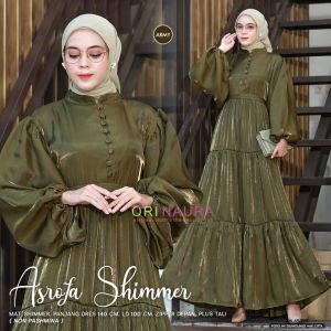 BEST SELLER COD ARROFA DRESS BAHAN KATUN SHIMMER LENGAN BALLON BUSUI TERBARU GAMIS KONDANGAN BAYAR DITEMPAT