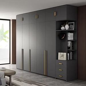 2/3/4/5/6/7/8/9/10 Doors Modular Wood Grey Wardrobe Pure Grey High Quality Multi-layer Wood Board Bedroom Large