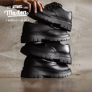 MADEN brand workwear style mens youth business derby shoes 2024 spring low top boots thick soled black workwear shoes British casual VIBE mens real leather shoes