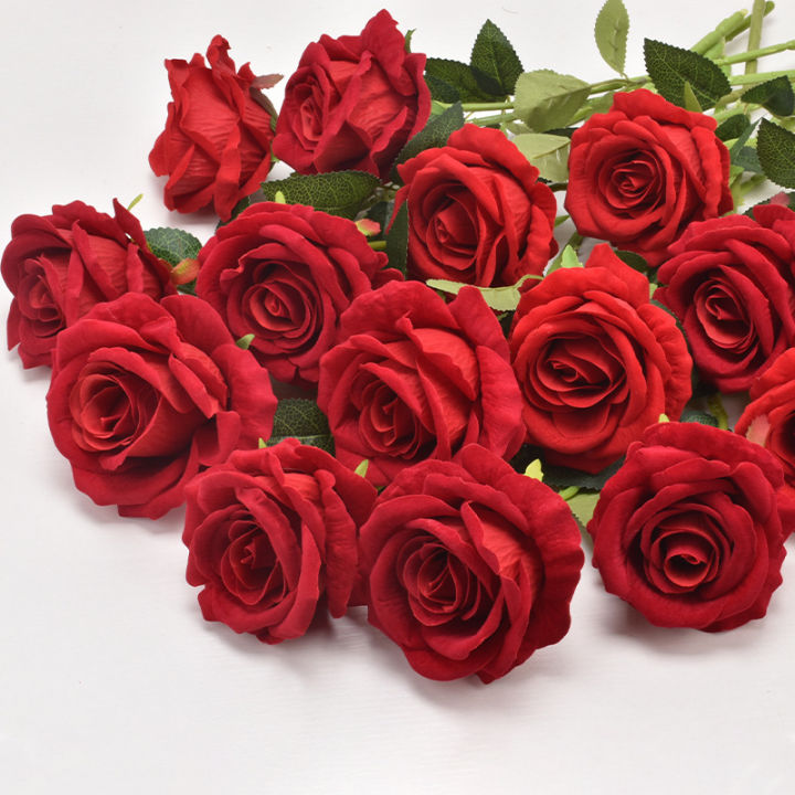 6pcs Artificial Silk Rose Flower Bouquet Lifelike Fake Rose for Wedding