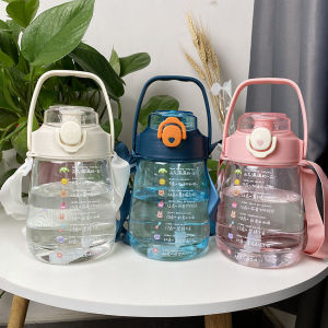 【1-3Days Delivery】1100ML Large Portable Water Bottle with Pop-up Straw Handle Cup with Crossbody Strap BPA Free
