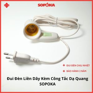 Đui Đèn Có Dây Liền Công Tắc Sopoka - Bộ Dây Đuôi Đèn Công Suất 1200W BH 2 Năm