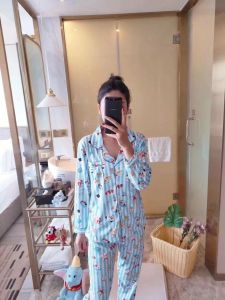 ๋J-rin ชุดนอน คอปก+กางเกงขายาว ผ้า Cotton 100% เนื้อนุ่ม ชุดนอนไม่ได้นอน