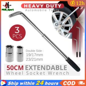 Telescoping Wheel Lug Nut Wrench Kit 3PCS Set 17/19/21/23MM Sockets Brace Extendable Car Tire Repair Tools