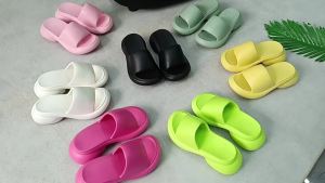 [Free Shipping] 6.5CM Thick-Soled EVA High-End Slippers For Women Solid Color Ins Style Wedge Heel One-Strap Design