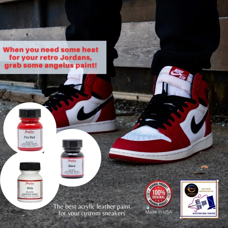 ANGELUS ACRYLIC PAINT CUSTOM PAINT Fire Red Leather Paint Swatch