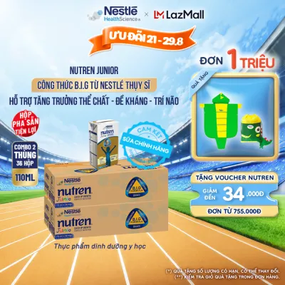 Bộ 2 Thùng 36 Hộp Sữa Pha Sẵn NESTLÉ NUTREN JUNIOR Thụy Sĩ Công Thức BIG Tăng Trưởng Thể ChấtTrí NãoĐề Kháng 110ML 1-10 tuổi