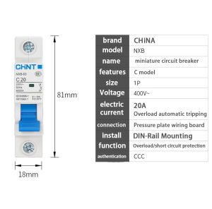 CHINT MINIATURE CIRCUIT BREAKER 16AMP 20AMP 32AMP 40AMP 63AMP 1POLE AND 2POLE AND 3POLE