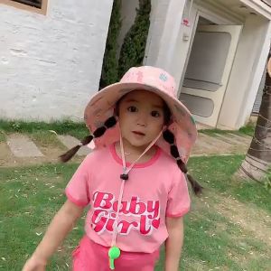 Kids Wide Brim Fishing Hat UPF50+ UV Protection Sun Hat Cute Cartoon Breathable Hat For Boys Girls