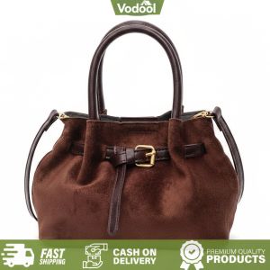 [VSC] Women Faux Suede Retro Shoulder Bag with Adjustable Strap Underarm Purse Solid Color Vintage Crossbody Bag for Daily Use Without Pendant