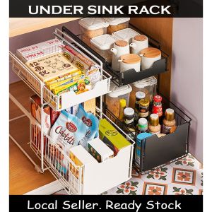 Local seller Under Sink Rack/ Kitchen Shelf Storage / Space Organizer / Kitchen Cabinet Drawer / Multipurpose Organise