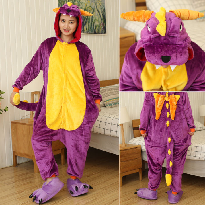 Costume Pyjama Dragon Black Dragon Kigurumi Adult Animal Onesie