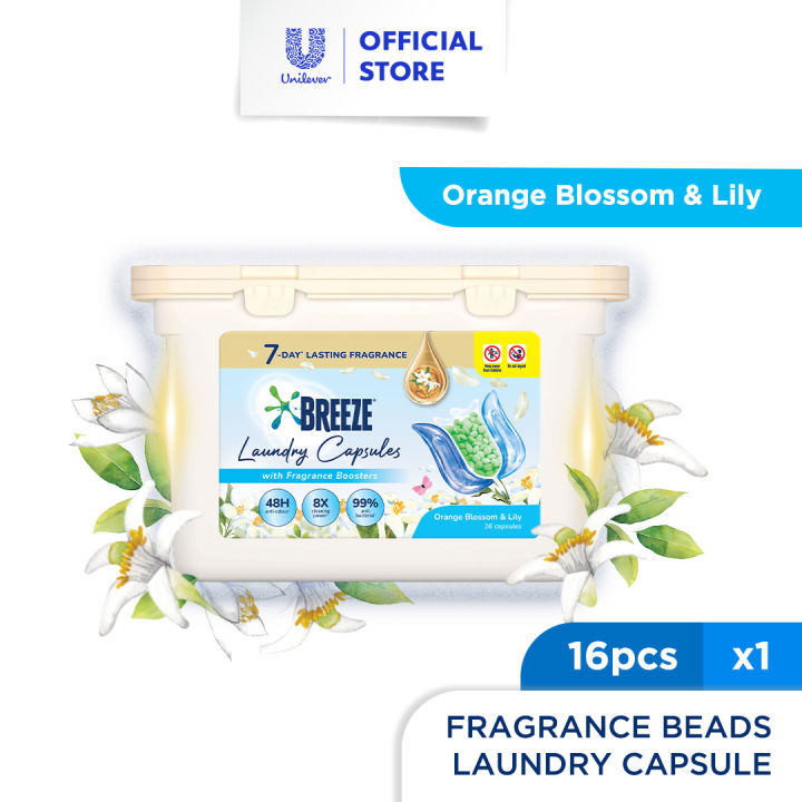 Breeze 3in1 Fragrance Beads Laundry Capsule Lily & Orange Blossom 16pcs ...