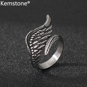 Kemstone Gold Silver Angel Wing Feather Stainless Steel Ring for Men Fashion Jewelry Gift