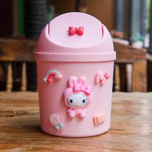 Christmas Gift Halloween Sanrio Kawaii Hello Kitty Desktop Trash Can My Melody Anime Cartoon Lovely Bedroom Kitchen Mini Creative Storage Bucket with Lid
