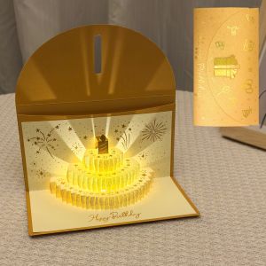 JACAUY Foldable Birthday Red Envelope Greeting Card Can Hold 1-20 Cash 3D Pop-Up Years Money Red Envelope Gold-stamped Cover Musical Light Greeting Card Surprise Gift