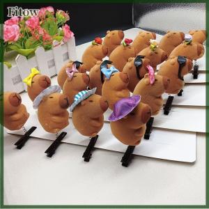 Fitow 1Pcs Cartoon Children 3D Capibala Hair Clip Plush Hairpin DIY Bow Sunglasses Rose Hat Design Capybara Duckbill Clip Accessories