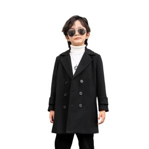 GRAZIA Kid Birthday Party Photography Woolen Coat Children Winter Green Khaki Wool Coat Boys Girls Windproof Outdoor Long Jacket