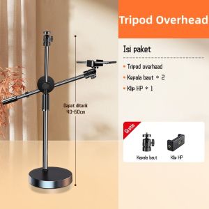 360° Lampu Fotografi Shooting Konten Kreator Masak Make up Tempat Telepon Seluler Overhead Pro 360° Lampu Led Berdiri 8 Inci Lampu Video Isi Cahaya Lampu Tripod Pencahayaan Dudukan Telepon Set Braket