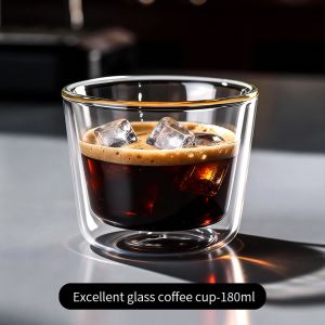 BINCOO Glass Espresso Cup Double-Wall Thickened Heat-Resistant for Iced American Latte 90ML/180ML/240ML