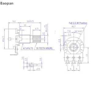 Baopan A500k b500k a250k b250k a50k b50k a25k b25k chiết áp splined nồi nhỏ Guitar điện bass hiệu ứng amp giai điệu volume18mm trục bộ phận