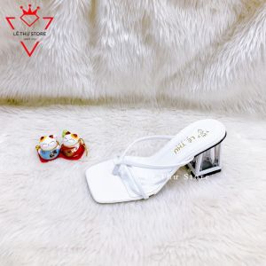 Guốc dép nữ 5 7 phân kẹp ngón dây mảnh gót trong viền LT (DGK003)