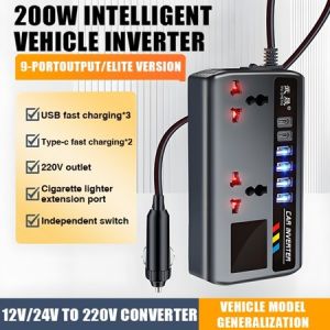 【stock】Car Inverter 12V/24V to 220V Converter Upgrade QC 3.0 Charger Fast Charging Ports Portable Charger Inverter