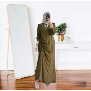 Gamis dewasa couple kimora serut crinkle / erika dress wanita crinkle airflow / gamis wanita serut aksen sleting depan