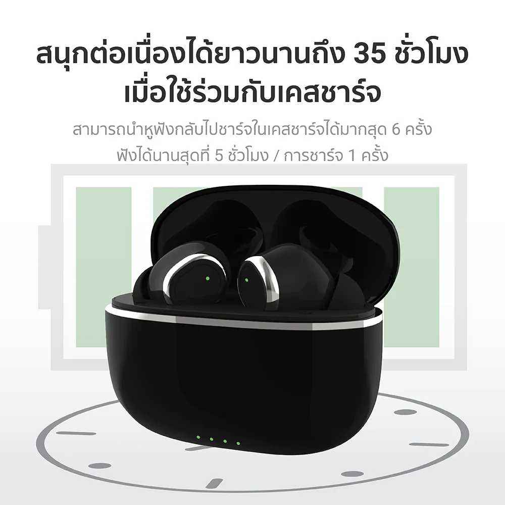 iSuper Evo Buds Life หูฟังไร้สาย Bluetooth 5.3 ไมค์ตัดเสียงรบกวน แบตอึด 35 ชม. รองรับแอป iSuper Play