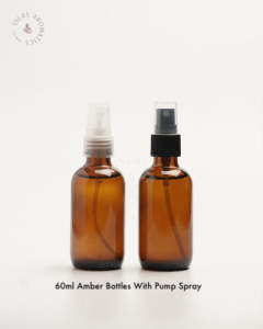 60ml Amber Glass Bottle with Pump Spray Islas Aromatics