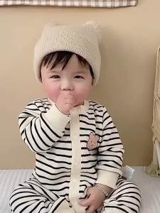 Baby Romper Spring and Autumn Super Cute Toddler Clothes Striped Stylish Outing Suit Jumpsuit Crawling Suit Boys Autumn Outfit