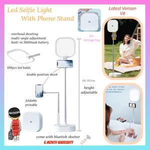 Foldable Led Selfie Light Portable Retractable Light Phone Holder Stand With Bluetooth Shutter For Phones Live Blogger